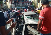 Se accidentan dos delincuentes tras intento de asalto en avenida Hermanas Mirabal